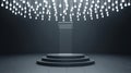 Empty Stage with Podium and Drip Lights Under Spotlight Royalty Free Stock Photo