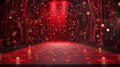 Red Curtain Stage with Sparkling Lights Ready for Performance. Classic Theater Design for Events and Shows Royalty Free Stock Photo