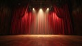 Empty Stage With Red Curtains and Spotlights Royalty Free Stock Photo