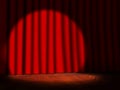 Empty Stage with Red Curtains and Spotlight Royalty Free Stock Photo