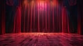Empty Stage with Red Curtains and Wooden Floor Royalty Free Stock Photo