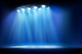 Stage illuminated by spotlights. Vector illustration. Royalty Free Stock Photo