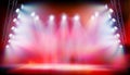 Stage illuminated by spotlights. Vector illustration. Royalty Free Stock Photo