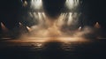 Empty stage with smoke and spotlights. Royalty Free Stock Photo