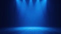 Empty stage, vibrant blue spotlight, dramatic contrast, illumination, background Royalty Free Stock Photo