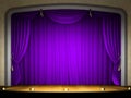 Empty stage with violet curtain