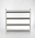 Empty stainless steel shoe racks isolated on white