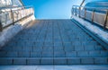 Empty stairs with blue sky horizon