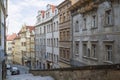 Empty stairs and old buildings in Prague