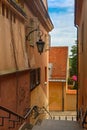 Empty stairs street in the Old Town, Warsaw, Poland Royalty Free Stock Photo