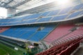 Empty stands of blue and red in the stadium Giuseppe Meazza or San Siro, built in 1925