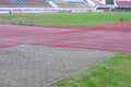 Empty stands of a football stadium during the off-season. Royalty Free Stock Photo