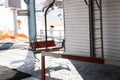 Empty station of ski lift with chairs in a ski-resort Royalty Free Stock Photo
