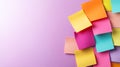Empty sticky notes creating a vibrant color background, ideal for reminders, planning, and concept development on a purple wall Royalty Free Stock Photo