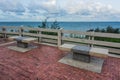 Empty stone benches at Kung Wiman, Chanthaburi.