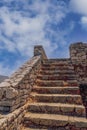 Empty stone old staircase against blue sky with clouds Royalty Free Stock Photo