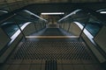 Empty stone staircases between the escalators at the subway station in Frankfurt, Germany