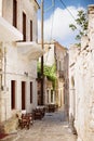 Empty Stone Street in Halki Village Royalty Free Stock Photo