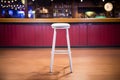 an empty stool on a comedy club stage