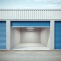 Empty storage unit with opened door Royalty Free Stock Photo