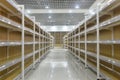 Empty shelves of supermarket interior Royalty Free Stock Photo