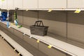Empty store shelves due to Caronavirus pandemic Royalty Free Stock Photo