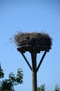 Empty storks nest blue sky Royalty Free Stock Photo