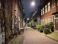 Empty street in Amsterdam at night Royalty Free Stock Photo