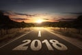 Empty street with arrow and 2018 number Royalty Free Stock Photo