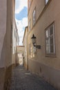 Empty street and buildings in Prague