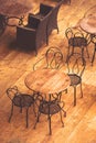 Empty Street Cafe Chairs and Tables Royalty Free Stock Photo