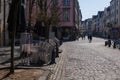 Empty street in old town in DÃÂ¼sseldorf, Germany. Royalty Free Stock Photo