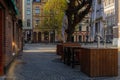 Empty street in old town in DÃÂ¼sseldorf, Germany. Royalty Free Stock Photo