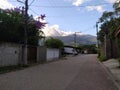 Empty street early in the morning in Ilhabela city, SP, Brazil.