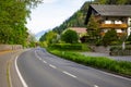 Empty street with houses in small local village in Austria Royalty Free Stock Photo