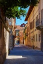 Empty Street in the Italian town Fossano in Province Cuneo, Region Piedmont, northern Italy. Royalty Free Stock Photo