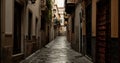 Empty street in a city of Spain
