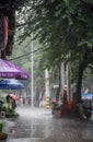 Tropical monsoon rain in Chengdu