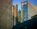 Empty street without people. Quarantine city Toronto buildings, skyscraper, downtown. Eveni Royalty Free Stock Photo