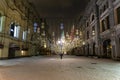 empty street without people, unusual Christmas decorations. street is decorated for the new year and Christmas. Nikolskaya Street Royalty Free Stock Photo