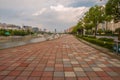 Empty street road in city with house Royalty Free Stock Photo