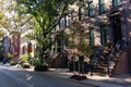 Street with Beautiful Brownstone Homes in Greenwich Village of New York City