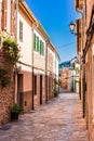 Beautiful village street with mediterranean house on Majorca, Spain Royalty Free Stock Photo