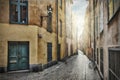 Empty street in Stockholm Old Town Royalty Free Stock Photo