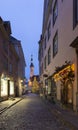 Famous street in Tallin with Christmas tree Royalty Free Stock Photo