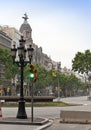 Empty streets in the downtown early in the morning8 may 2010 in Barcelona, Spain Royalty Free Stock Photo