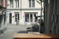 Empty streets in downtown of Zurich during pandemic Corona virus