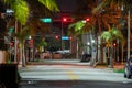 Empty streets at night Miami Beach FL