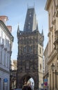 Empty streets of Prague and the Powder tower