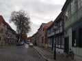 Empty streets of Quedlinburg, Germany. Royalty Free Stock Photo